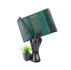 Michael Kors Jet Set XL Zip Clutch Wristlet Green